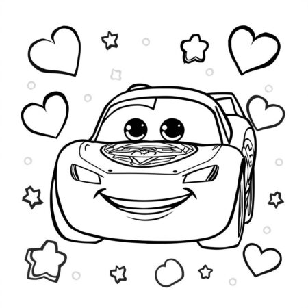 Relampago McQueen Kawaii (Desenho para Colorir)