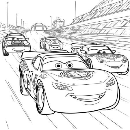 Relampago McQueen e Carros Amigos (Desenho para Colorir)