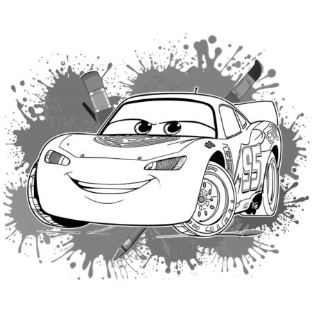 Relampago McQueen e Cores (Desenho para Colorir)