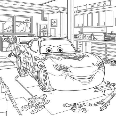 Relampago McQueen e a Manutencao (Desenho para Colorir)
