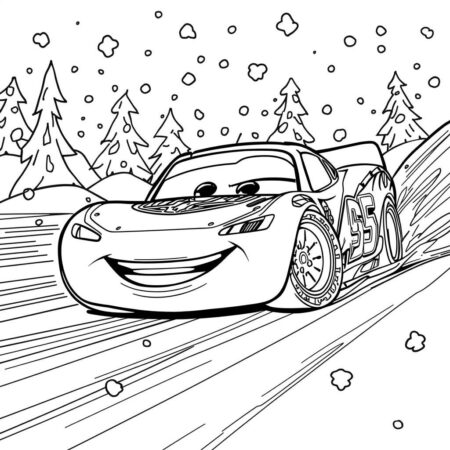 Relampago McQueen e a Neve (Desenho para Colorir)