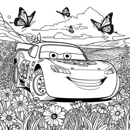 Relampago McQueen e a Primavera (Desenho para Colorir)
