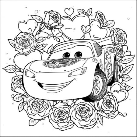 Relampago McQueen e o Dia dos Namorados (Desenho para Colorir)