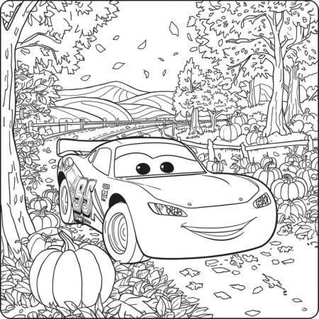 Relampago McQueen e o Outono (Desenho para Colorir)