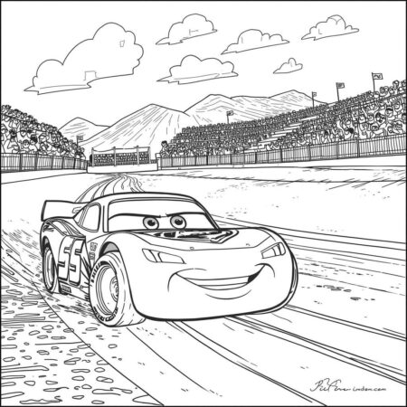 Relampago McQueen e o Rally (Desenho para Colorir)