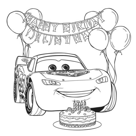 Relampago McQueen em Festa (Desenho para Colorir)