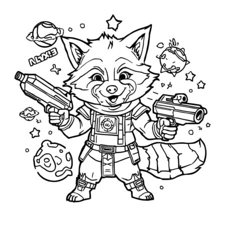 Rocket Raccoon Divertido (Desenho para Colorir)