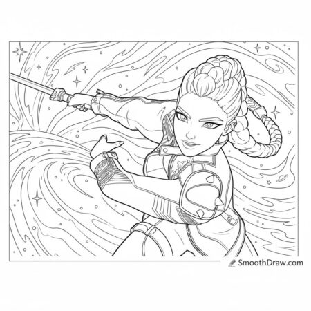 Rumi Aventureira Estilosa (Desenho para Colorir)