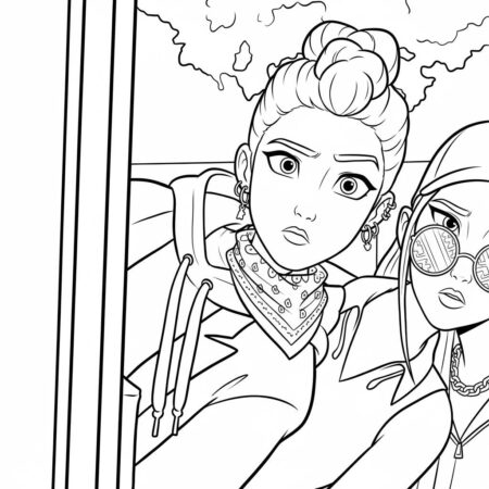 Rumi Estilosa com Acessórios Modernos (Desenho para Colorir)