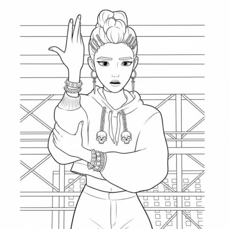 Rumi Estilosa com Acessórios Modernos (Desenho para Colorir)