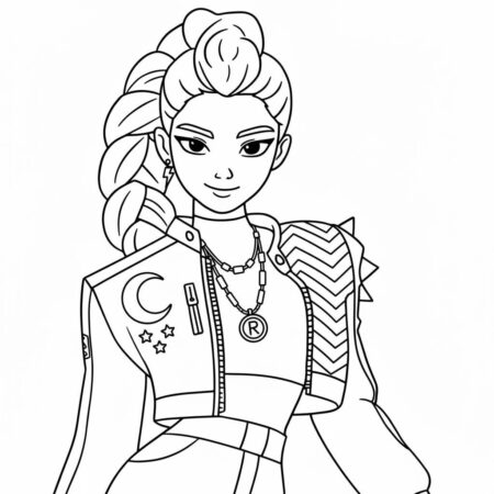 Rumi Estilosa com Look Moderno (Desenho para Colorir)