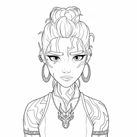 Rumi Estilosa com Tatuagens Artísticas (Desenho para Colorir)