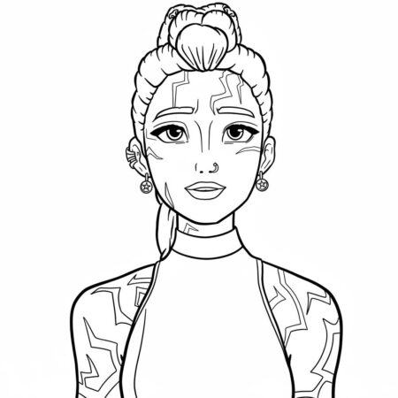 Rumi Estilosa com Tatuagens Artísticas (Desenho para Colorir)