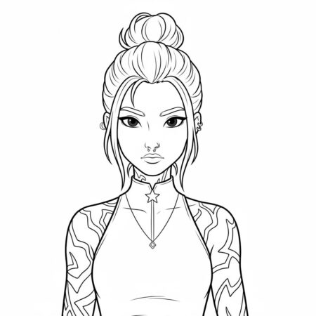 Rumi Estilosa e Confiante (Desenho para Colorir)