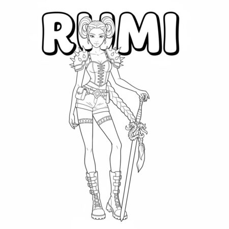Rumi Guerreira Estilosa (Desenho para Colorir)
