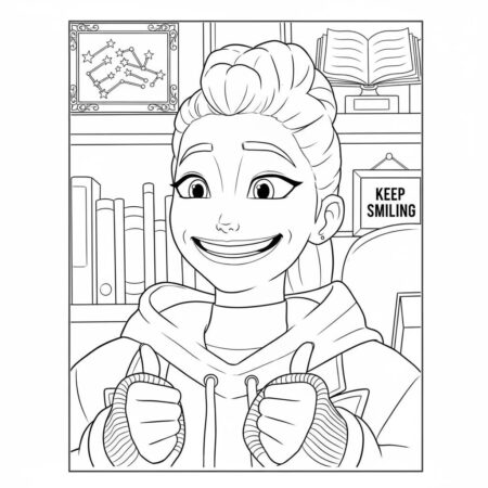 Rumi Sorridente e Inspiradora (Desenho para Colorir)