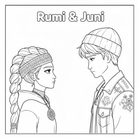 Rumi e Juni Estilosos (Desenho para Colorir)