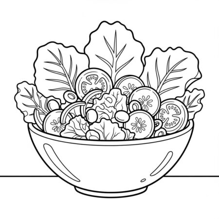 Salada Colorida Fresca (Desenho para Colorir)