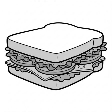 Sanduiche Delicioso Simples (Desenho para Colorir)