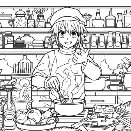 Sanji Cozinhando (Desenho para Colorir)