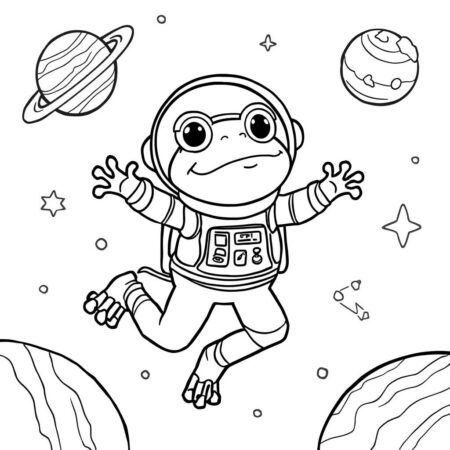 Sapo Astronauta no Espaco (Desenho para Colorir)