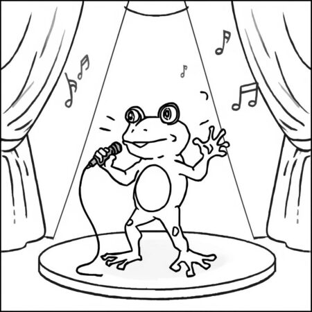 Sapo Cantor no Palco (Desenho para Colorir)