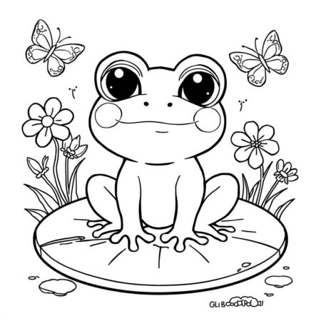 Sapo Kawaii Feliz (Desenho para Colorir)