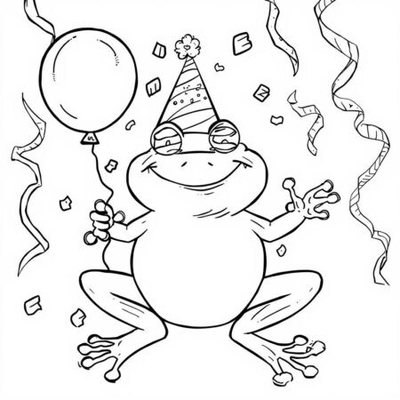 Sapo com Chapeu de Festa (Desenho para Colorir)