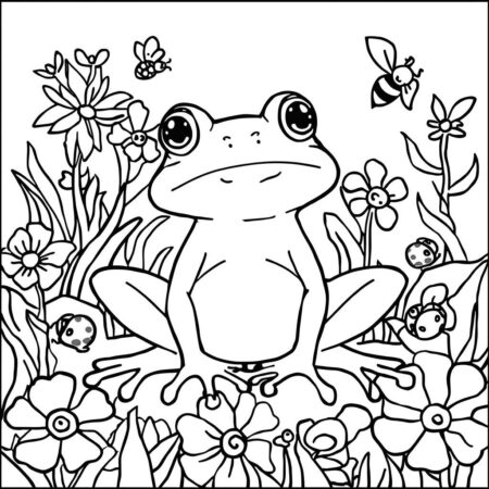 Sapo com Flores (Desenho para Colorir)
