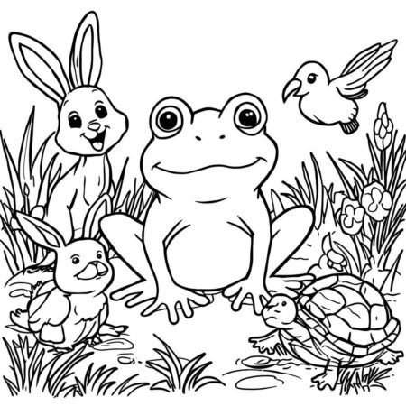 Sapo e Amigos Animais (Desenho para Colorir)