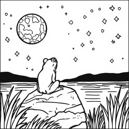 Sapo e a Lua (Desenho para Colorir)