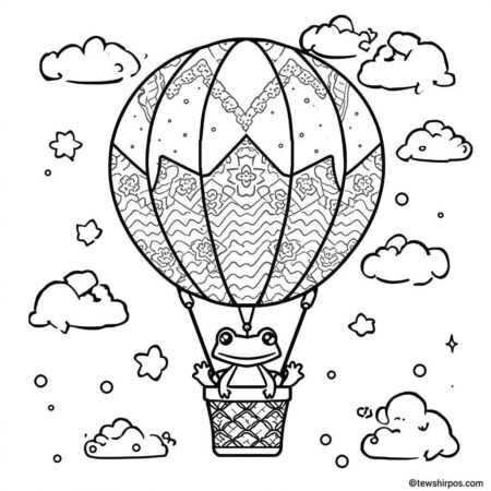 Sapo em um Balao (Desenho para Colorir)