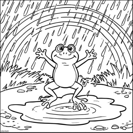 Sapo na Chuva (Desenho para Colorir)