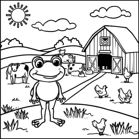 Sapo na Fazenda (Desenho para Colorir)