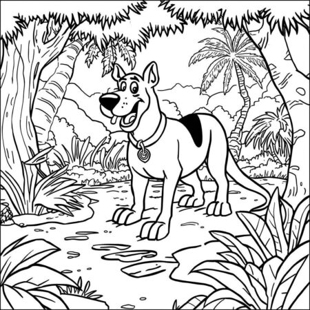 Scooby Doo e Dinossauros (Desenho para Colorir)