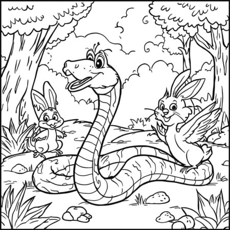 Serpente com Amigos (Desenho para Colorir)