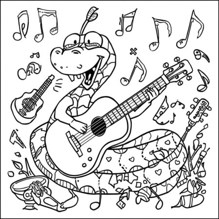 Serpente e a Musica (Desenho para Colorir)