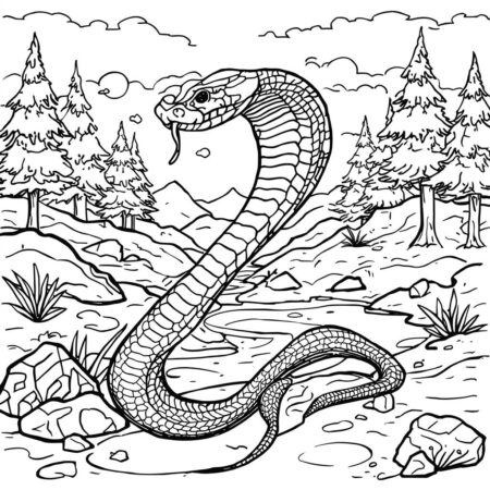 Serpente e a Natureza (Desenho para Colorir)