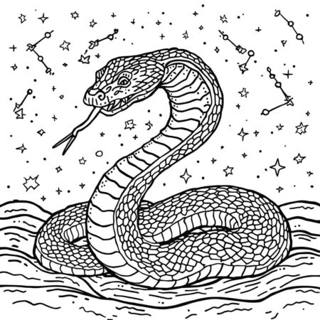Serpente e as Estrelas (Desenho para Colorir)