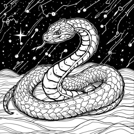 Serpente e as Estrelas (Desenho para Colorir)