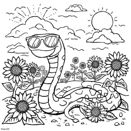 Serpente e o Sol (Desenho para Colorir)