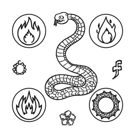 Serpente e os Elementos (Desenho para Colorir)