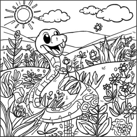 Serpente em um Jardim (Desenho para Colorir)