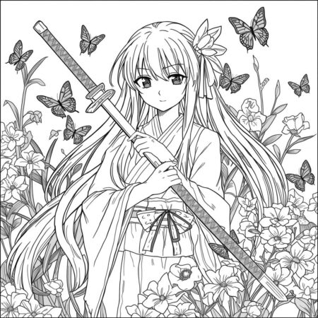 Shinobu e suas borboletas (Desenho para Colorir)