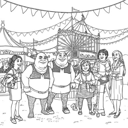 Shrek e Amigos Diversao (Desenho para Colorir)