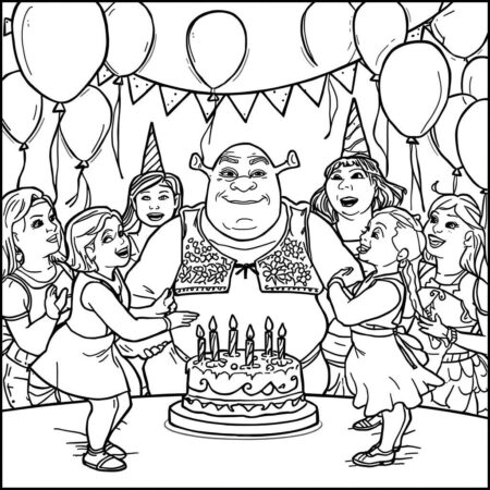 Shrek em Festa (Desenho para Colorir)