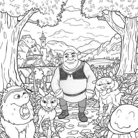 Shrek em Mundo Magico (Desenho para Colorir)