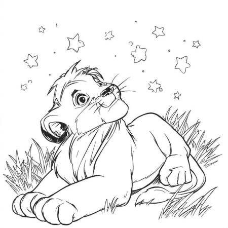 Simba e as Estrelas (Desenho para Colorir)
