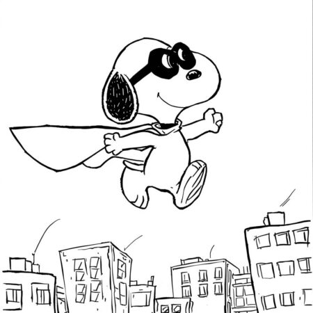 Snoopy como super heroi (Desenho para Colorir)