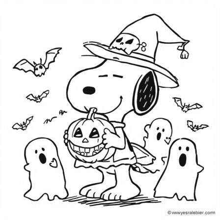 Snoopy e Halloween (Desenho para Colorir)